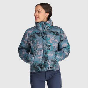 outdoor research coldfront down jacket XL womens nimbus watercolor 700 fill EUC